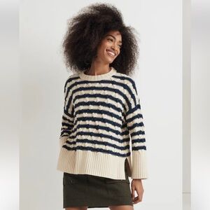 Madewell Cable-Knit Oversized Sweater in Stripe